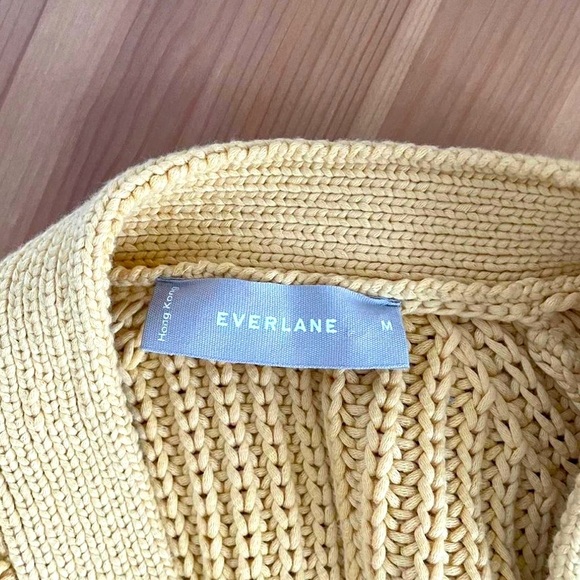 Everlane The Cotton Texture Cardigan Knit Chunky Sweater Butter Yellow Medium - Picture 6 of 7
